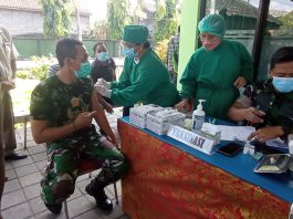 Puluhan Jajaran TNI di Tabanan Divaksin Dosis Lanjutan Tahap 3 Booster di Tabanan
